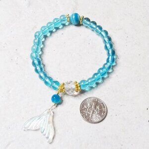 🍂🍁🍃 3/$25!!! Cute! Aqua Mermaids! Fish Tail! Beaded Stretch Bracelet!